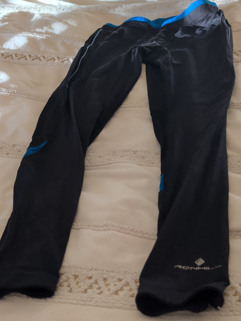 Women's Black Track Joggers with Blue Trim